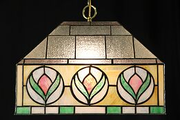Stained Glass Leaded 1920 Antique Light Fixture