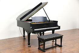 Steinway Model M 5' 7" Satin Ebony Grand Piano, 1922, Rebuilt, PianoDisc Player