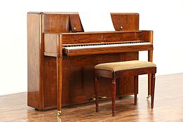 Steinway Signed 1942 Midcentury Modern Mahogany Console Piano with Bench