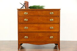 Cherry Hepplewhite Period 1780 Antique Chest or Dresser, Banded Drawers