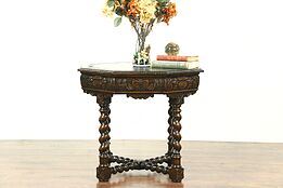 English Tudor Antique Oak Octagonal Center Hall or Lamp Table #28805