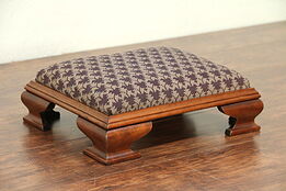 Needlepoint Upholstered Antique 1900 Maple Footstool  #29027