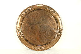 Hammered Copper Antique Tray or Plaque, Embossed Roses #32009