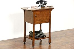 Oak Antique 1910 Art Nouveau Telephone Stand, Bath or Hall Table