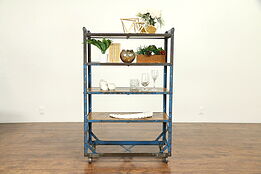 Iron Industrial Salvage Vintage Shelf Unit, Bookcase, Wine or Pantry Rack #31004