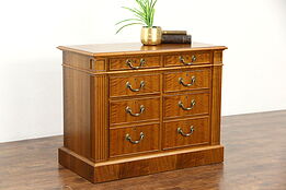 Custom Walnut 6 Drawer Vintage Lateral Executive Office File Cabinet