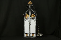 Gothic Vintage Wrought Iron & Brass Salvage Hexagonal Light Fixture A #31599