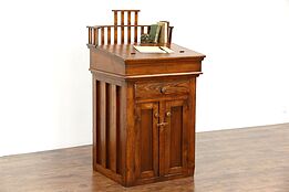Country Pine Antique 1900 Schoohouse Stand Up or Stool Height Desk