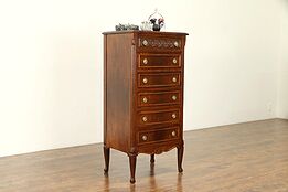 Carved Walnut 1930's Vintage Lingerie or Jewelry Tall Chest #30853