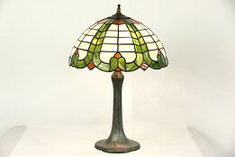 Handel Signed 1915 Lamp, Leaded Stained Glass Shade