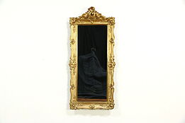 Victorian Antique 1850 Mirror, Carved Gold Frame with Grapevine Motif