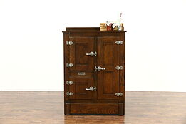 Oak Antique 1900 Kitchen Pantry Ice Box, Signed Gibson of Cambria