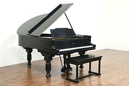 Steinway Antique 1896 Model A1 Ebony 6' Grand Piano & Bench, Rebuilt, Refinished