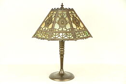Stained Glass Filigree Shade Antique 1920 Table Lamp #29615