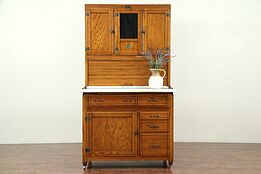 Hoosier Oak Roll Top Antique Kitchen Pantry Cupboard, Signed Ariel of IN  #29184