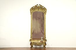 Victorian Antique Gold Leaf 9' Hall or Pier Mirror, No Marble Base #31270