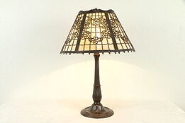 Stained Glass 6 Panel Shade Antique Embossed Table Lamp #31611