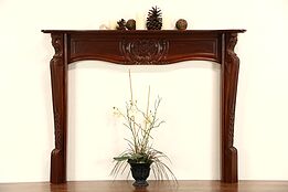 Mahogany Vintage Hand Carved Fireplace Mantel