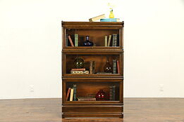 Lawyer Antique 3 Section Stacking Bookcase, Signed Globe Wernicke #31867