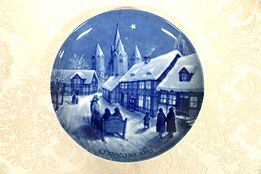 1970 Christmas Plate~Royale Blue Winter China~Midnight Mass at Kalundborg Church