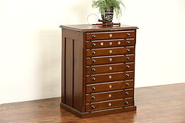 Walnut 1890 Antique Eye Dr. Lens File, Collector Cabinet or Jewelry Chest