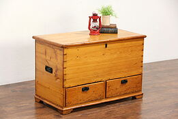 Country Pine Antique 1860 Trunk or Blanket Chest, Coffee Table