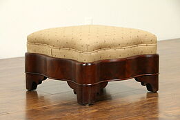 Empire Antique 1840 Mahogany Footstool, New Upholstery #31825