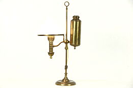 Victorian Student Oil Desk Lamp, Electrified, Signed Manhattan Brass, Pat. 1874