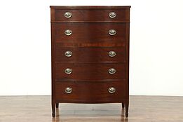 Tall Chest, Traditional Vintage Mahogany Bowfront, Signed Kindel #28742