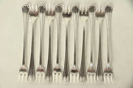 Set of 11 Silverplate Antique Seafood or Lemon Forks, signed Rogers #29348