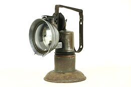 Portable 1900's Antique Iron Oil Lantern with Lens