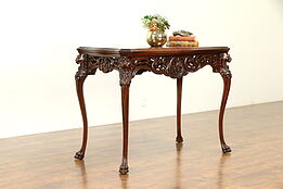 Sofa or Antique Mahogany Hall Console Table, Carved Lion Heads & Paws #31854