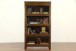 Lawyer 4 Stack Antique Bookcase, Wavy Glass, Signed Gunn of MI #31865
