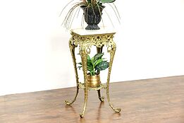 Onyx & Brass Victorian 1890 Antique Sculpture Pedestal or Plant Stand
