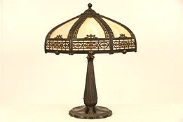 Stained Glass 1915 Antique Table Lamp, 8 Panel