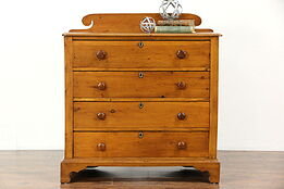 Country Pine Antique 1830's Hand Made Linen Chest or Dresser