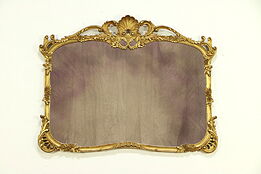 Italian Burnished Gold Shell Carved Vintage Mirror, Signed Palladio #30519