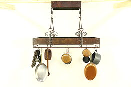 Wrought Iron Kitchen Hanging Pot Rack, Bronze Finish #30305