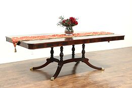 Mahogany Vintage Acanthus Carved Pedestal Dining Table, Extends 95" #28757