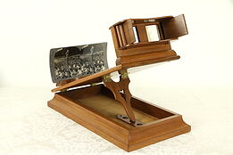 Tabletop Antique Walnut Stereo Card Viewer Stereoscope, 60 Keystone Cards #31662