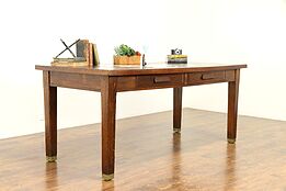 Oak Quarter Sawn Antique Craftsman Library or Conference Table or Desk #31056