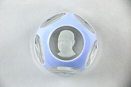 Baccarat Double Overlay Sulphide Blown Glass Paperweight