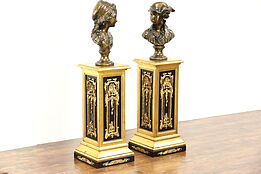 Pair of Classical Florentine Gold & Black Pedestals for Art or Plants