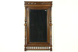 Walnut Antique 1900 Swivel Beveled Dressing or Hall Mirror, Italy #28520