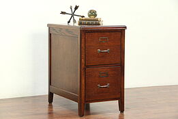 Oak 2 Drawer 1940 Vintage Desk Height File Cabinet #29087