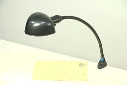 Desk or Workbench Flexible Lamp with Clamp, 1940's Vintage Work Light Fixture