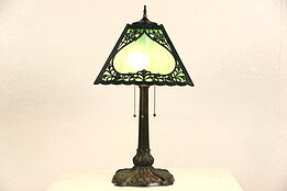 Stained Glass 1915 Antique Lamp, Signed Mosaic of Chicago