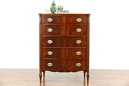Tall Chest or 1950 Vintage Mahogany Sheraton Highboy, Signed Northern