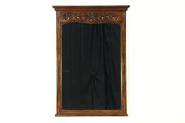 Country French Vintage Carved Oak Wall Mirror, signed Hickory #28617