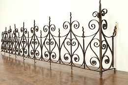 Wrought Iron 12' Antique Architectural Salvage Fence or Gallery #31348